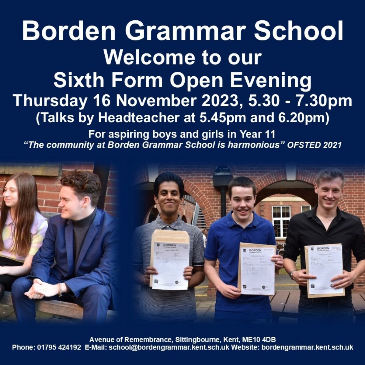 Borden Grammar School Sixth Form Open Evening